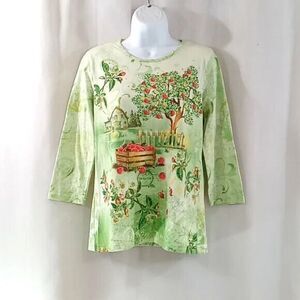 I.b.diffusion shirt women's size small studded 3/4 sleeve